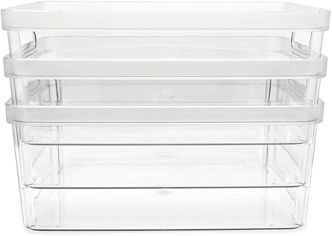 Isaac Jacobs 3-Pack Medium Clear Storage Bins w/Cutout Handles, Plastic - Image 5