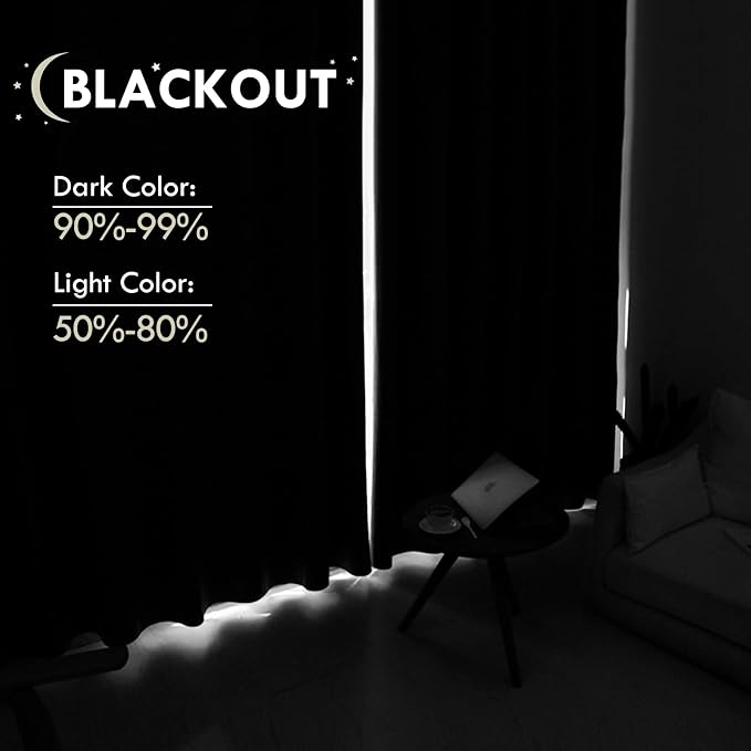 DWCN Bedroom Curtains Blackout Drapery Panels 54 Inch Length 2 Panels Set - Image 2