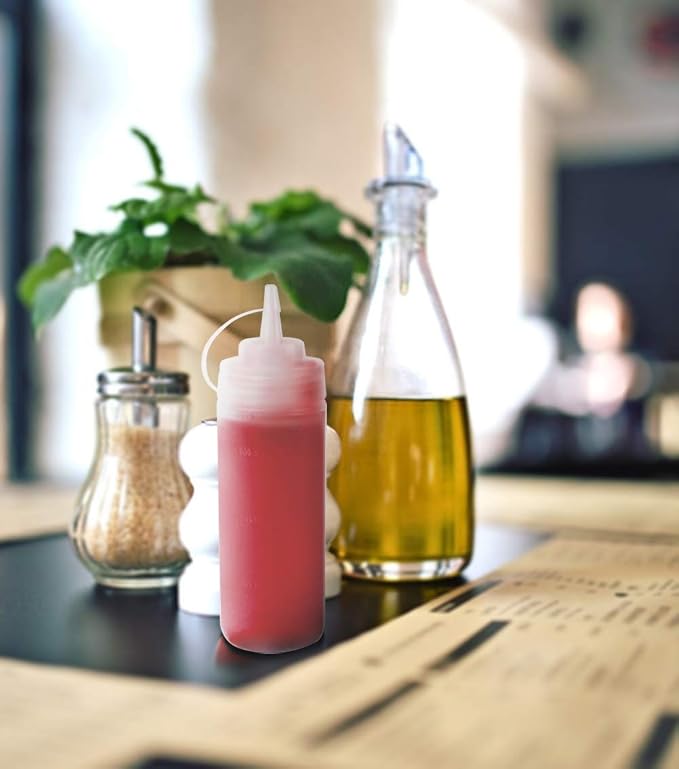 Squeeze Bottles for Sauces 2 Pack, Ketchup Bottle 12 Ounce Plastic Dressing - Image 5