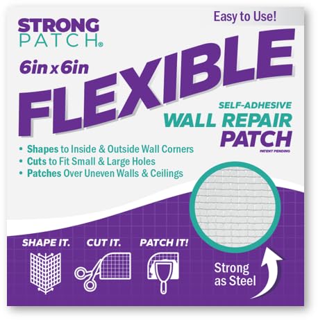 StrongPatch® 6 in. x 6 in. Flexible Self-Adhesive Wall Repair Patch – Versatile by StrongPatch