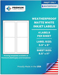 Premium Label Supply Waterproof Matte White Sticker Labels – 3.5" x 5" – Inkjet by PremiumLabelSupply