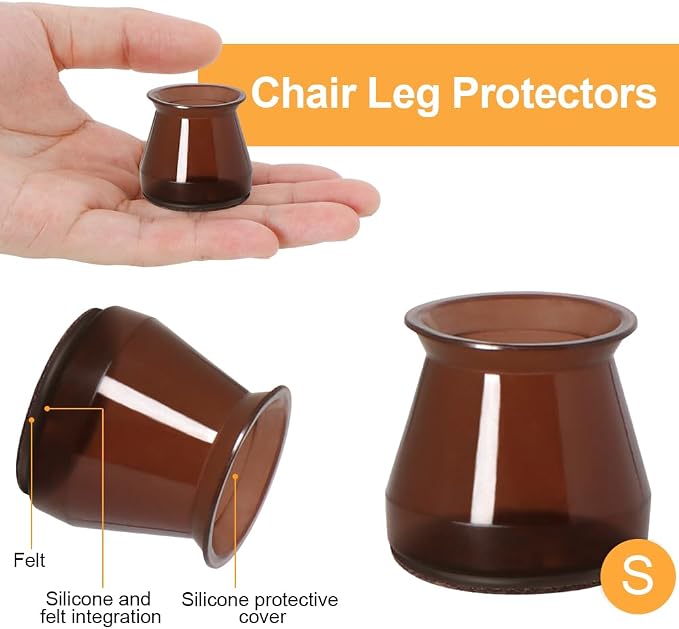 32 Pcs Chair Leg Protectors for Hardwood Floors, Silicone Felt Furniture Leg - Image 3