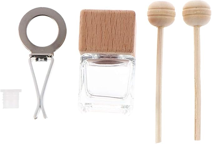 20 Pack, 8ml Clear Glass Car Air Freshener Perfume Clip Diffuser, Empty - Image 2