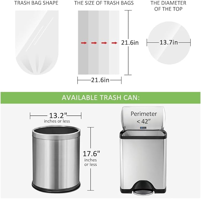 5 Gallon 180 Counts Small Strong Trash Bags Garbage Bags by RayPard, fit 18-20 - Image 2