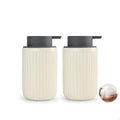 Beige Ceramic Foaming Soap Dispenser 2 Pack, Speckled Rippled 12 oz Bottle by ABBINIMO