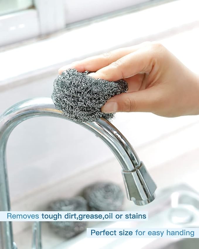 12Pcs Steel Wool Scrubber Pads for Cleaning Dishes, Sinks - Image 6