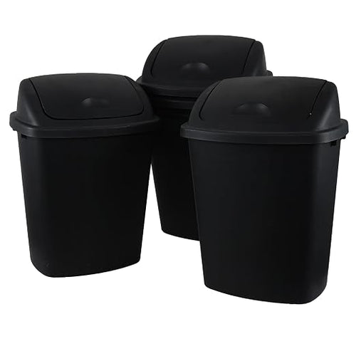10 Gallon Black Swing Top Trash Cans - Image 2