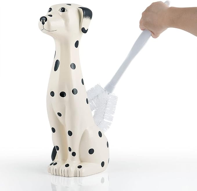 Allure Home Creation Dalmatian Dog White & Black 2-Piece Ceramic Toilet Brush by AllureHomeCreation