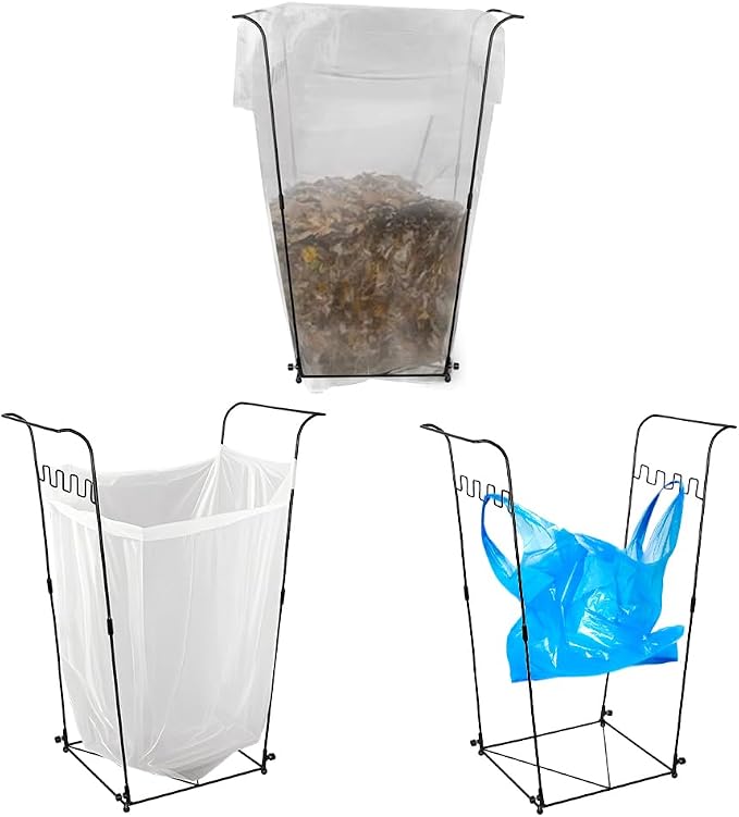 2 Pack Trash Bag Holder, 30-45 Gallon Garbage Bag Holder, Metal Portable Leaf - Image 3