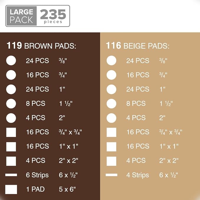 235 pcs Felt Furniture Pads Brown & Beige X-Protector! Huge Quantity of - Image 5