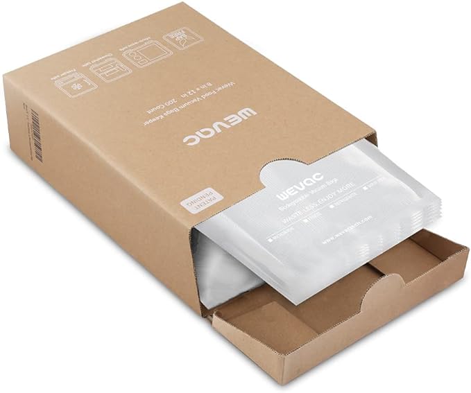 Wevac 8” x 12” 200 Count Food Vacuum Sealer Bags Keeper, PreCut Quart, BPA Free by Wevac