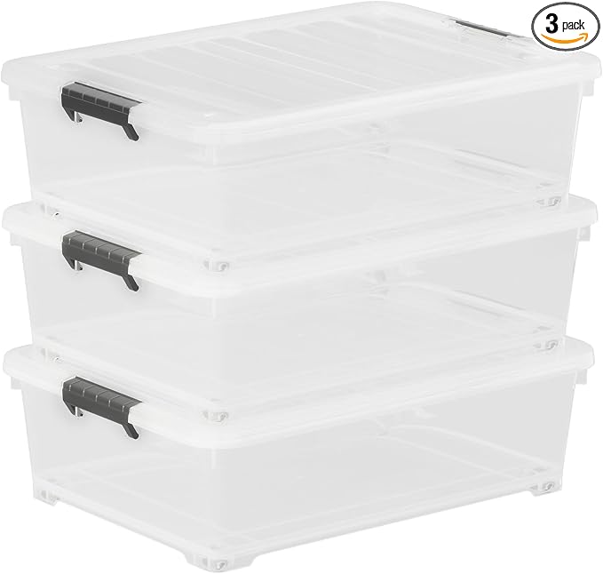 25 Quart Clear Plastic Latch Storage Box by Buyitt
