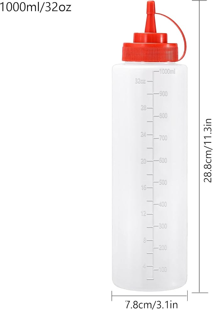 Condiment Squeeze Bottles Ketchup Dispenser, 2 Pack 32oz Squeeze Bottles - Image 2