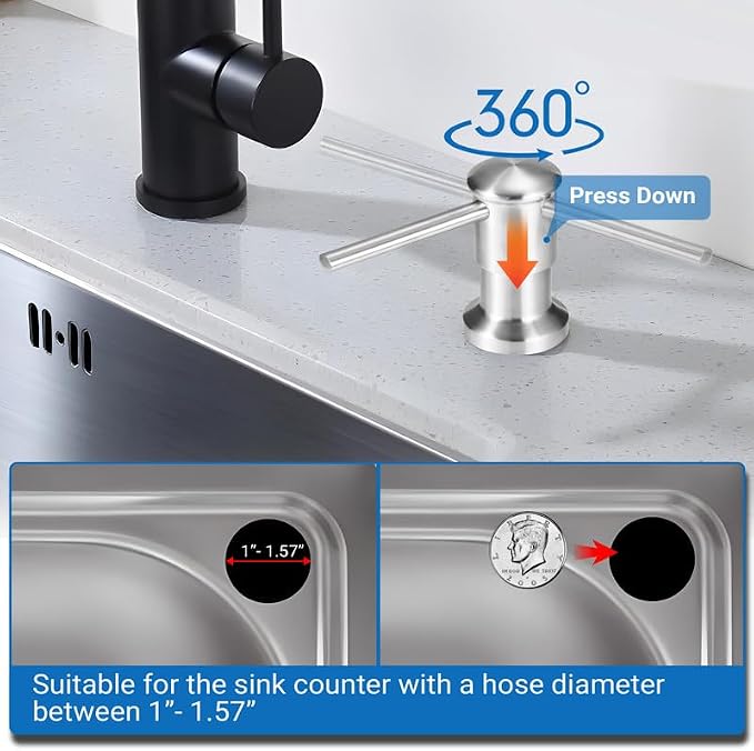 Yofidra Soap Dispenser for Kitchen Sink: Built in Sink Soap Dispenser Pump - Image 6