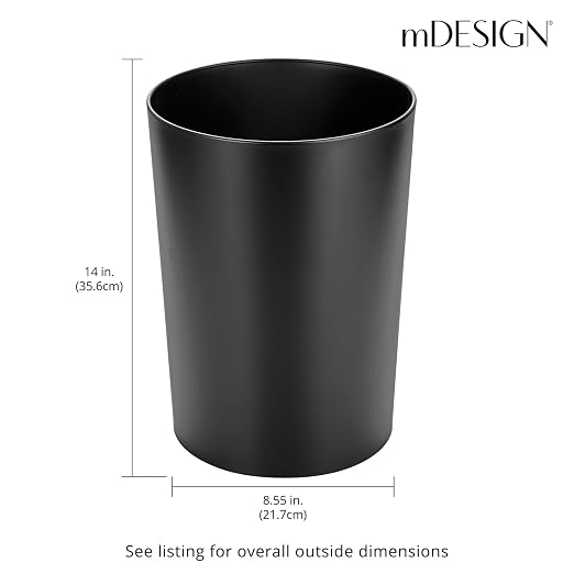 mDesign Stainless Steel Round Metal Trash Can, Small 4 Gallon Wastebasket - Image 3