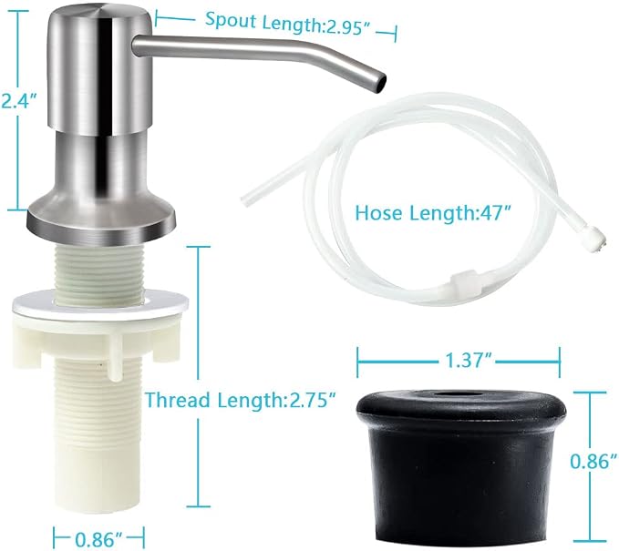 Soap Dispenser for Kitchen Sink, Brushed Nickel Countertop Soap Dispenser Pump - Image 5
