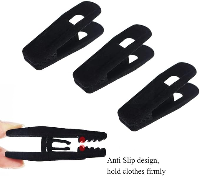 Black Velvet Hangers Clips 20 PCS, Non-Slip Velvet Clips - Image 6