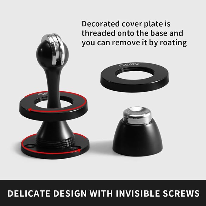 YAGU Door Stopper 4 Pack Magnetic Door Stops, Zinc Alloy Matte Black Door Catch - Image 7