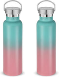 Neihepal 20 oz Insulated Water Bottles Bulk 2 Pack, Stainless Steel Double Wall by Neihepal