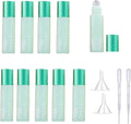 10 Pcs Green Glass Essential Oil Roller Bottles, 10ml Empty Refillable Roll on by YORROR