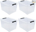 4-Pack 50 L Clear Plastic Storage Bin, Large Clear Latch Box by Lesbin
