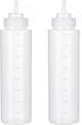 Squeeze Bottles for Sauces 2 Pack, 27 Ounce 800ml Plastic Dressing Squirt by Katfort