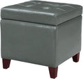 Adeco Bonded Leather Square Tufted Cubic Cube Footstool, by Adeco