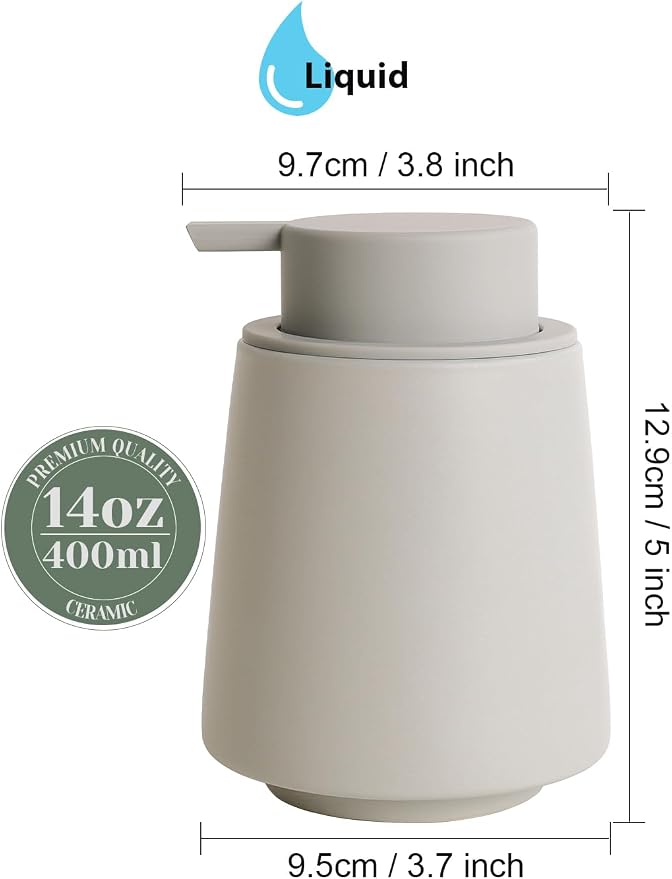 INGOFIN Ceramic Soap Dispenser -14 oz Bathroom Hand Soap Dispenser Liquid - Image 2