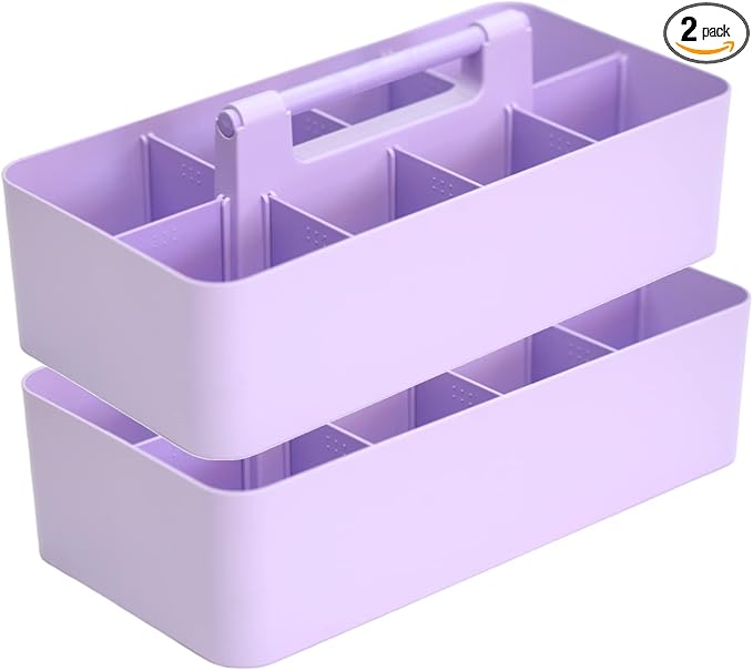 2 PACK Portable DIY 8 Dividers Durable Plastic Tote Tool & Supply Cleaning Caddy by EnjoyOrganizer