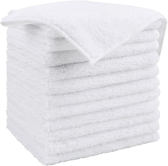 HOMEXCEL White Microfiber Cleaning Cloth, 12 Pack Premium Microfiber Towels by HOMEXCEL