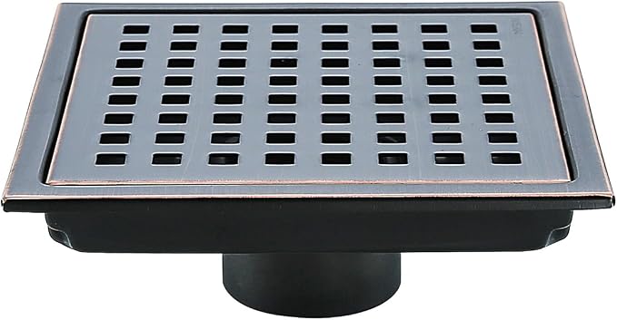 RANDOM Oil Rubbed Bronze Shower Drain Square 6 Inch Shower Floor Drain Grate & by RANDOM
