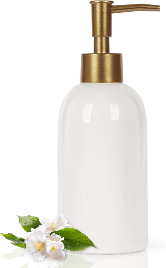 Natheeph 14OZ Ceramic Soap Dispenser Ceramic Soap Pump Dispenser Can Fill Liquid by Natheeph