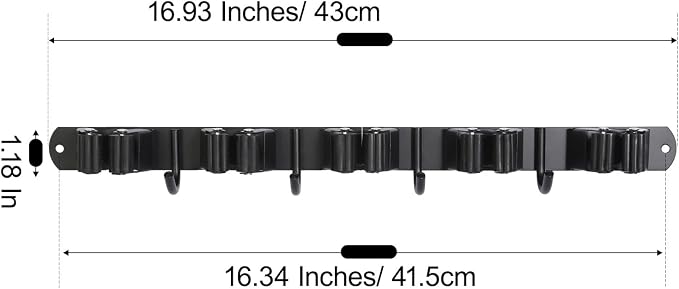 voze 5 Racks and 4 Hooks Mop and Broom Holder Wall Mount, Self Adhesive Heavy - Image 6