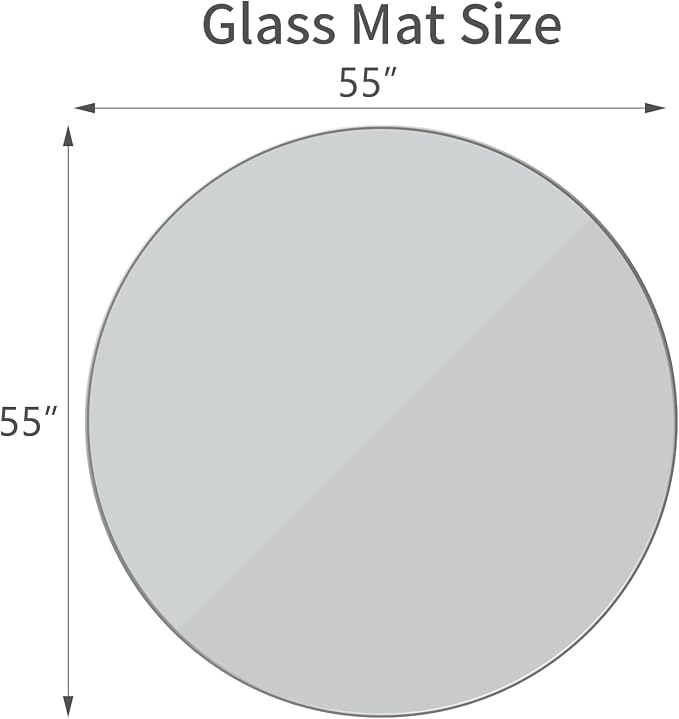 55" x 55" Round Glass Chair Mat, Heavy Duty Hard Floor Mat - Image 6