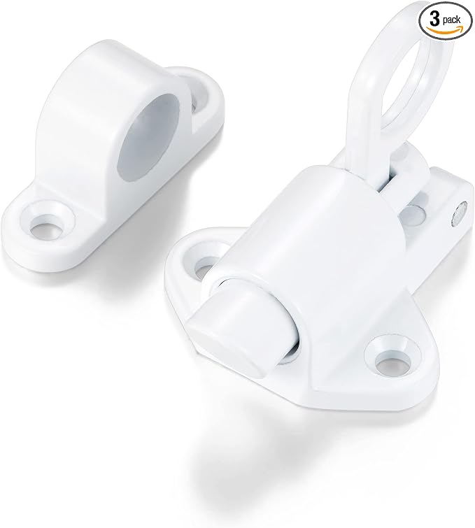 3 Packs Self-Closing Latches，White Spring Door Lock，Resilient Bolt Latch by INIRET