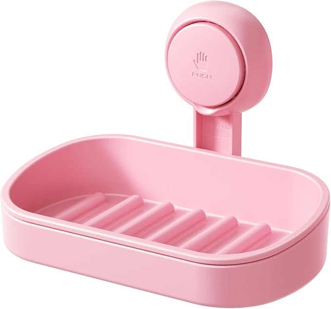 LEVERLOC Soap Dish Holder for Shower Suction Cup Wall Mounted Self Draining by LEVERLOC