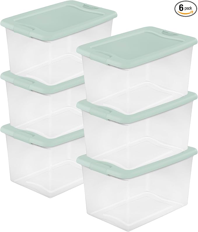 Sterilite 6 Pack Latching Box, 64 Quart, Mindful Mint by Sterilite