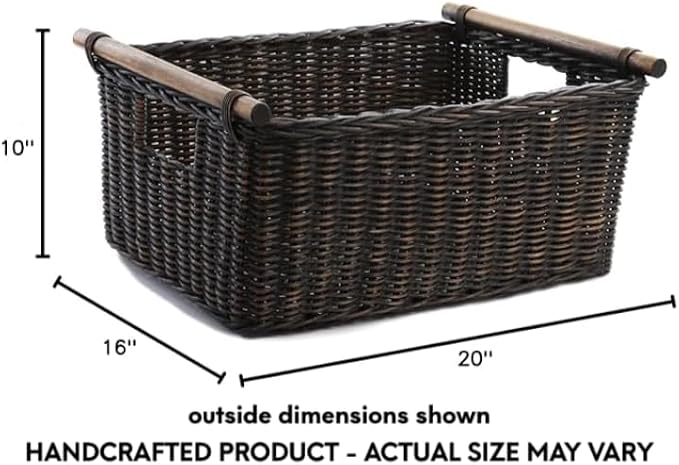 The Basket Lady Pole Handle Wicker Storage Basket, Extra Large, 20 in L x 16 in - Image 8