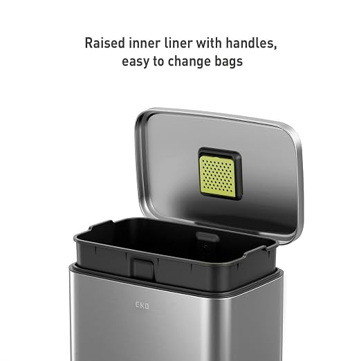 EKO Madison Matte Stainless 50 Liter/13.2 Gallon Step Trash Can w/Inner Liner - Image 2