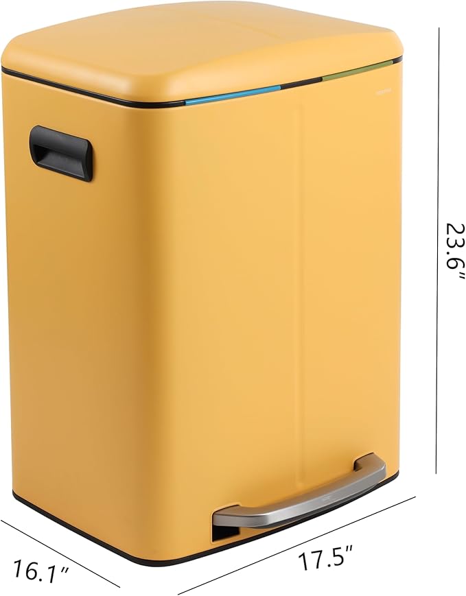 happimess HPM1005L Marco Rectangular 10.6-Gallon Double Bucket Trash Can - Image 4