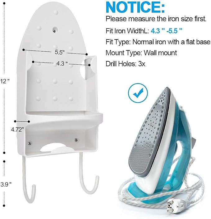 Ironing Board Hanger Wall Mount Iron Hanger Ironing Board Rack Electric Iron - Image 3