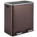 16 Gallon Rectangular Stainless Steel Trash Can, Dual Compartment Garbage Bin by ComfyCorner