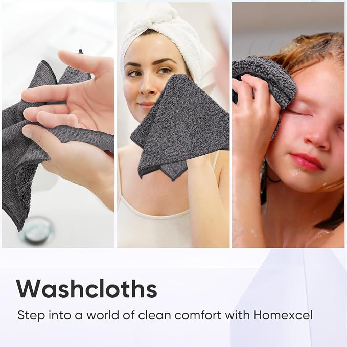 HOMEXCEL Microfiber Washcloths 50 Pack, Highly Absorbent and Soft Face Towel - Image 6