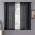 Tollpiz Short Sheer Curtain Linen Textured Living Room Curtains Sheer Light by Tollpiz