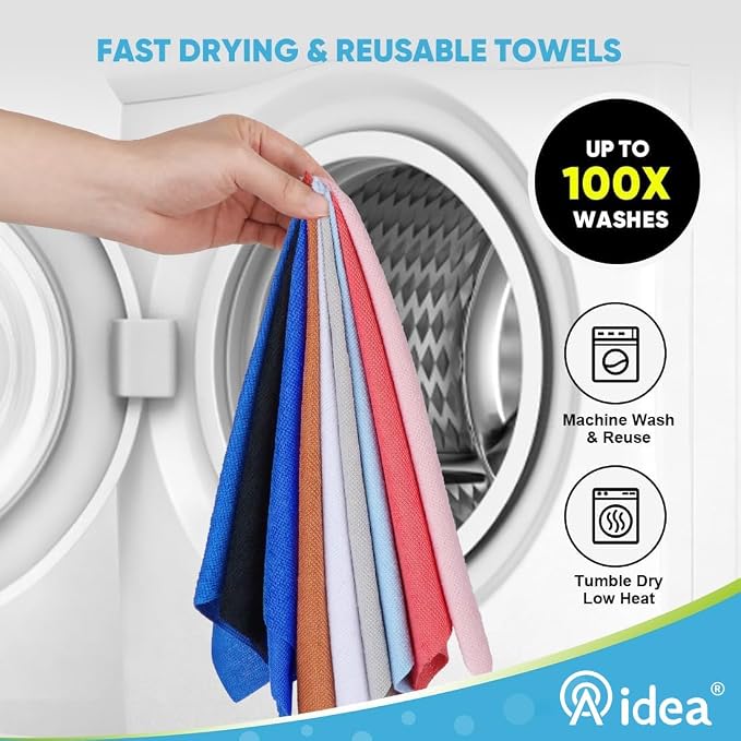 AIDEA Microfiber Cleaning Cloth 165 Sheets 3 Roll, Shop Rags Washable, Cleaning - Image 6