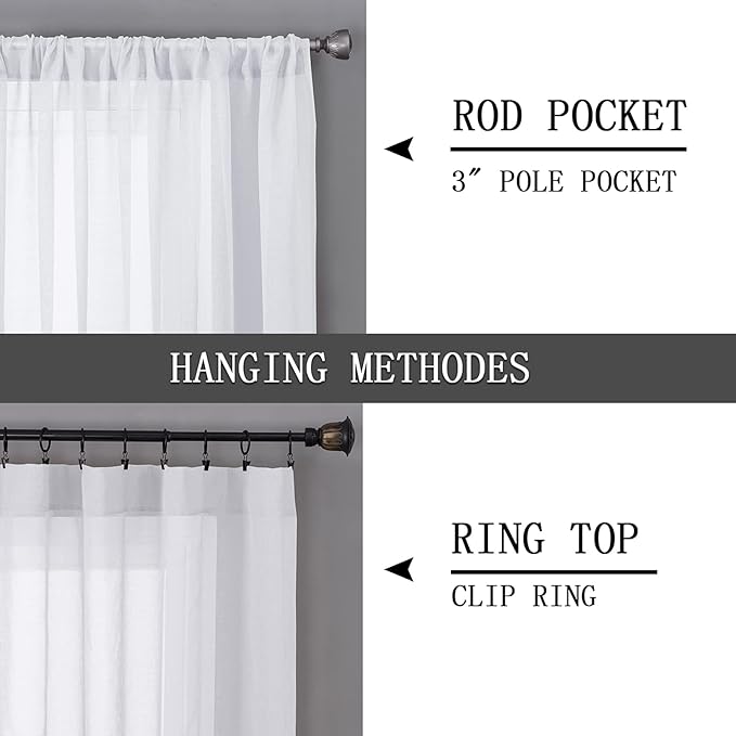 Tollpiz Sheer Curtains Linen Textured Bedroom Curtain Sheers Light Filtering - Image 5