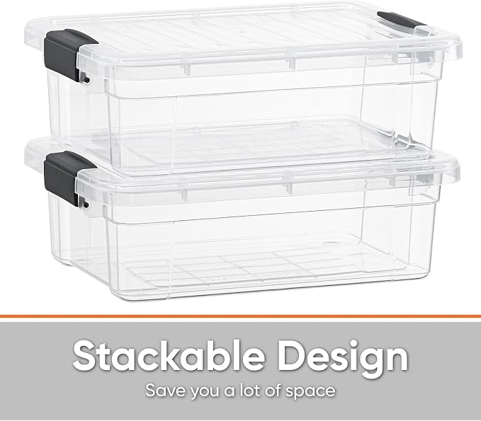 Superio Storage Bins with Lids- 4 Pack, 7.4 Qt Clear Boxes - Image 3