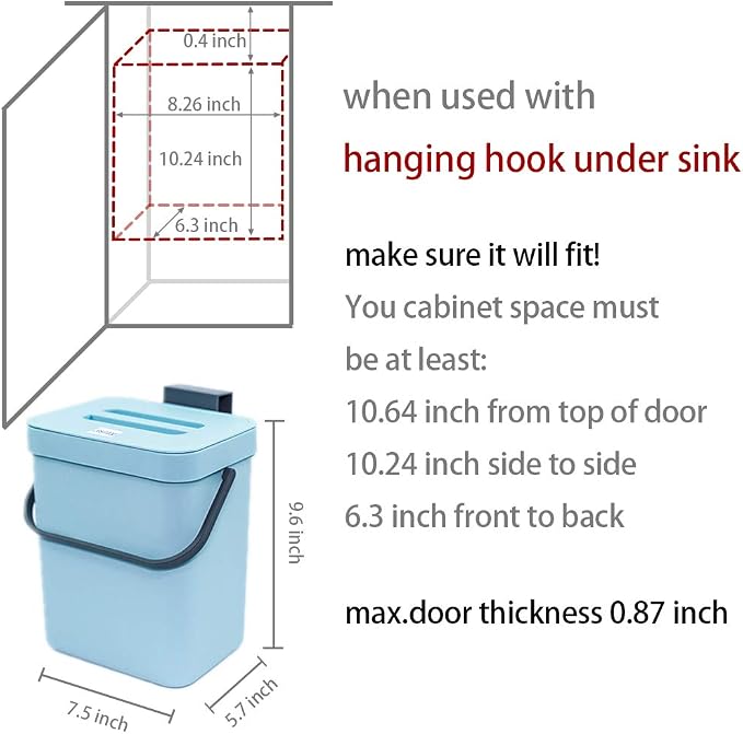 Kitchen Compost Bin Indoor for Counter Top, Hanging Small Trash Can - Image 4