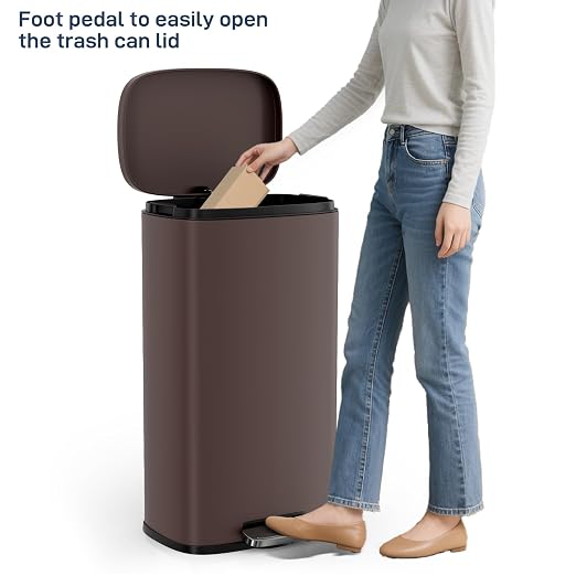 Arlopu 8 Gallon Step Trash Can, Stainless Steel Garbage Bin, Soft-Close Rubbish - Image 9