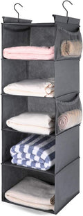 MAX Houser 5 Shelf Hanging Closet Organizer, Space Saver, Cloth Hanging Shelves by MAXHouser
